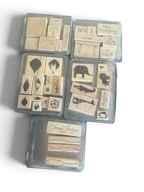 Stampin Up Vintage Wood Mounted Rubber
Stamp Lot - 5 Retired Sets